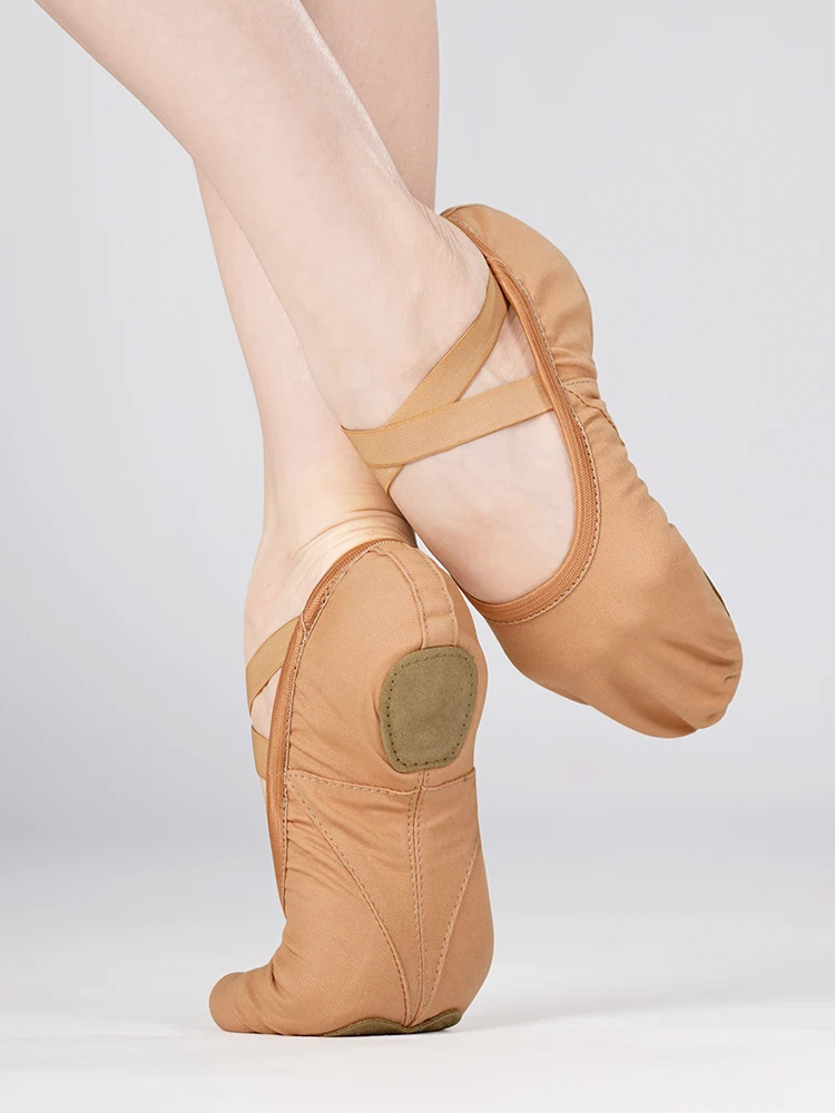 Girls Nude Ballet Shoes Women Soft Soled Dance Shoes Stretch Canvas Ballerina Flats Kids Non-slip Dance Splippers Gymnastic Yoga