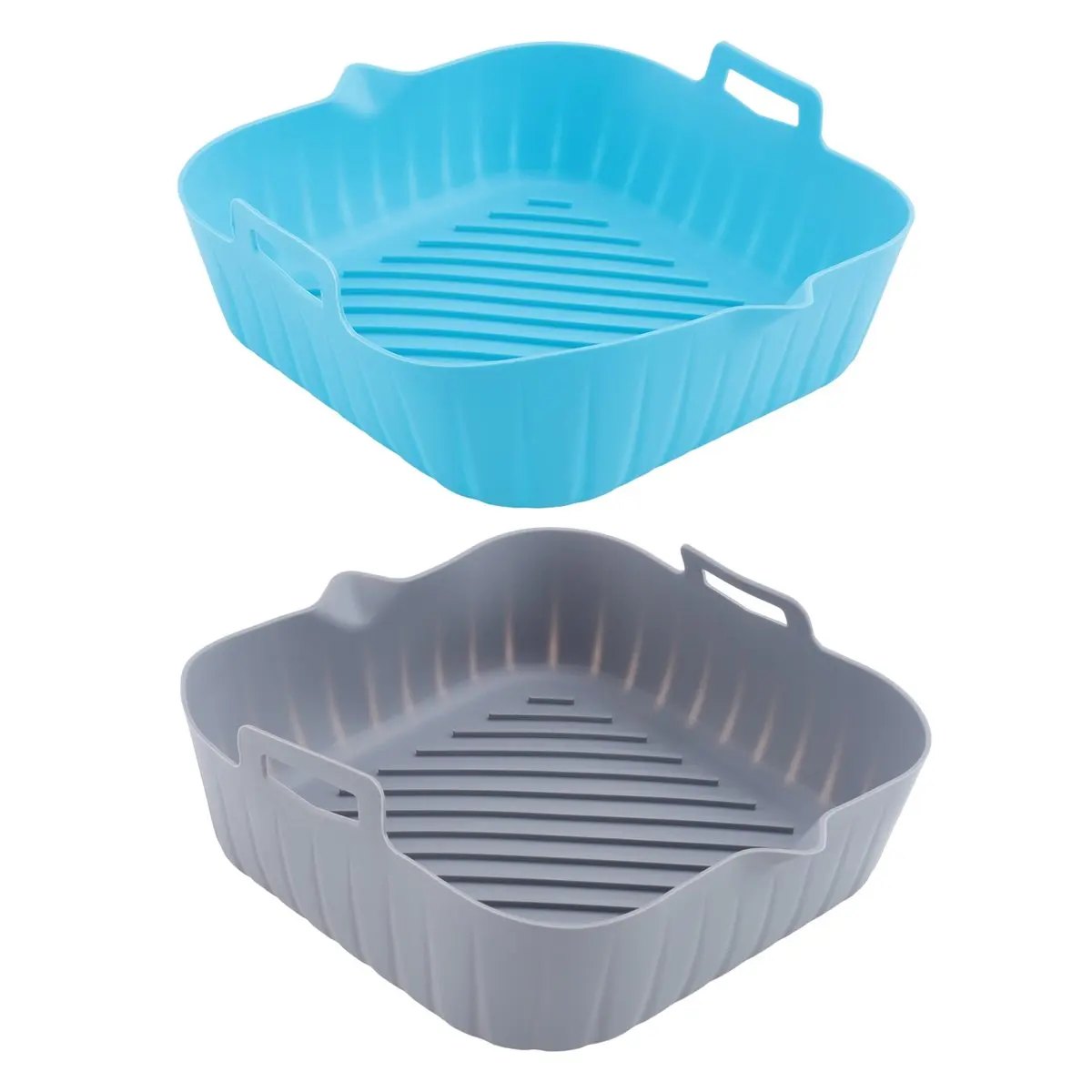 ABZF 2026 2Pcs Large Air Fryer Silicone Liner Pot Reusable Air Fryer Basket Heat Non-Stick Air Fryer Liners Mats Bowl