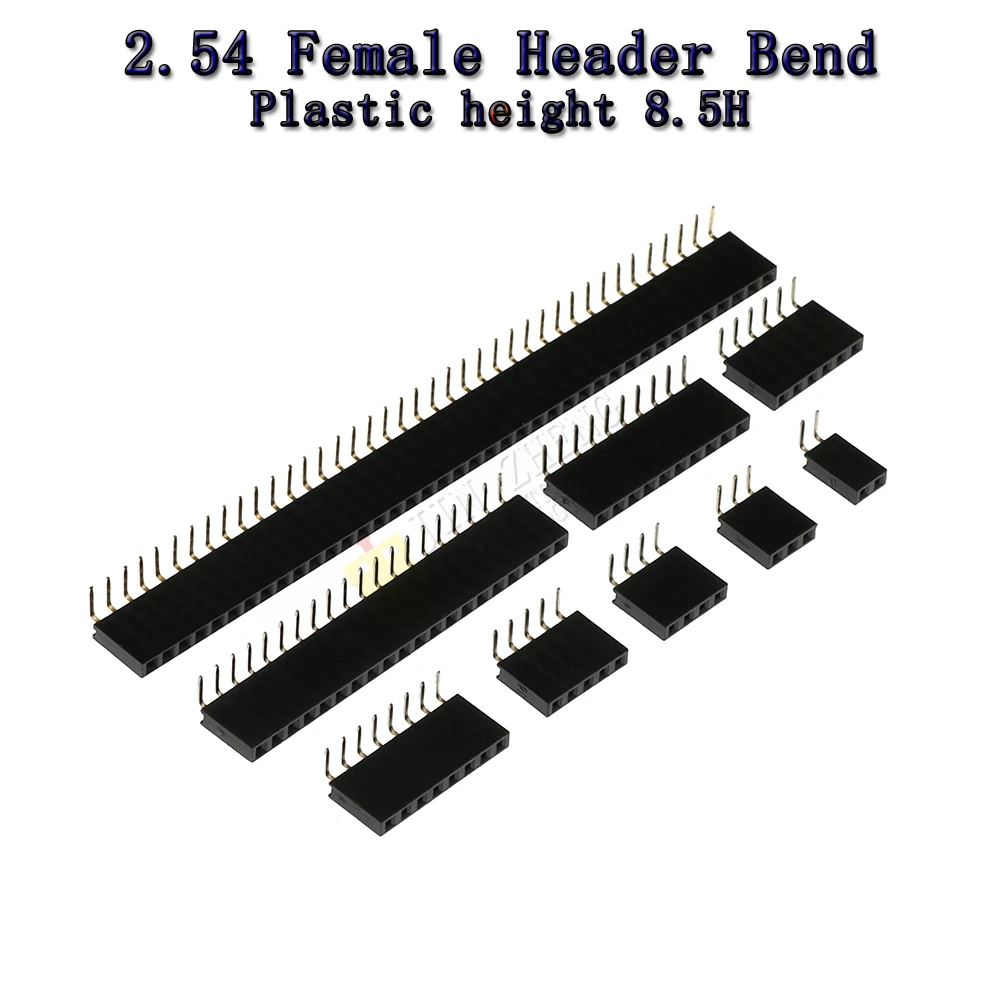 10PCS 2.54MM PITCH Single Row Right Angle FEMALE PIN HEADER H8.5 1X/2/4/6/8/10/40 PIN Strip Connector Socket 2p/4p/7p/8p/20p/40p