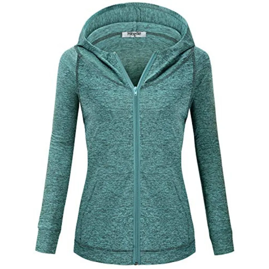 Hibelle Women's Full-Zip Fleece Lined Hoodie Sports Sweatshirts with Handy Pockets and Inside Pocket