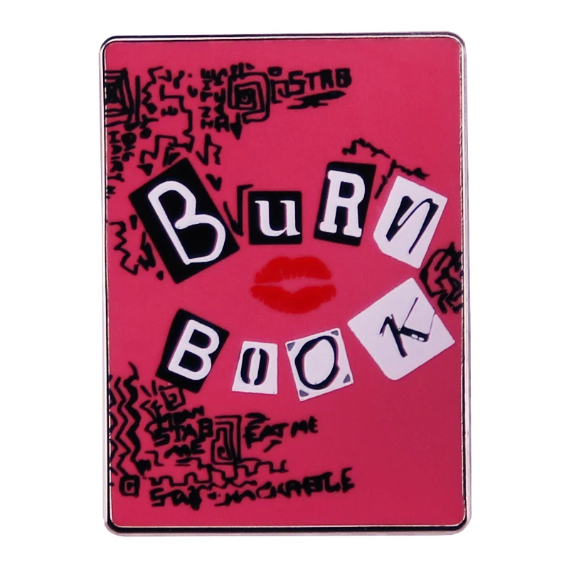 Burn Book-Pin esmaltado, insignia de inspiración de película de comedia Mean Girls