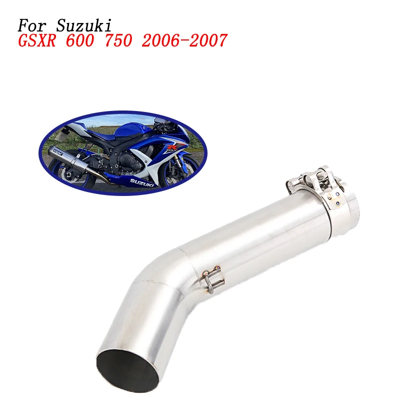 スズキ-gsxr-600-750-2006-2007-オートバイの排気エスケープ修正されたステンレス鋼ミッドリンクパイプ接続-51-ミリメートルマフラー