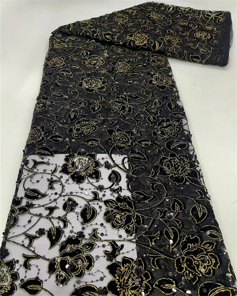 Hoge kwaliteit Afrikaanse netto kant met pailletten 5 yards Nigeriaanse Franse tule stof voor trouwjurken en speciale gelegenheden