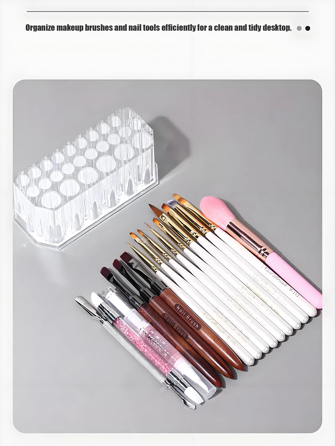 1pc Clear Acrylic 26Hole Brush Stand Multifunctional Makeup Brush Holder Display Case for Nail Art Tools and Cosmetic Brushes view 4