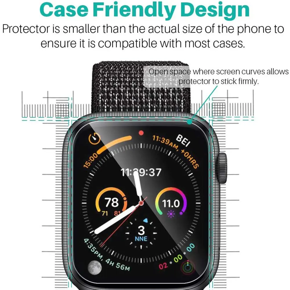 Película protectora de pantalla para Apple Watch, Protector completo para IWatch Series 9, 8, 7, 6, SE, 5, 4, 3, 38mm, 42mm, 45mm, 41mm, 40mm, 44mm, lote de 5 unidades