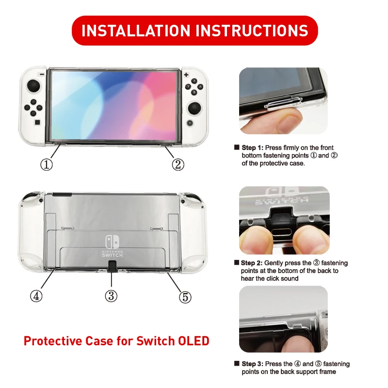 Para Nintendo Switch OLED funda Nintendo Switch carcasa dura carcasa protectora cubierta fina piel NS Switch accesorios de juego