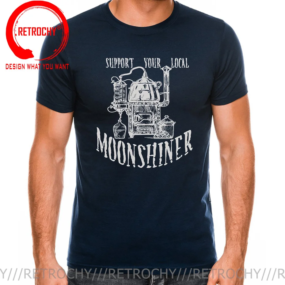 Support Your Local Moonshiner Funny Moonshine T-Shirt Men Slim Fit T Shirt For Men Cotton Top Tee Unique Classic tshirt Camiseta