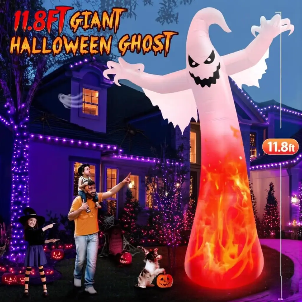 Halloween Inflatable Ghost Yard Lawn Blow Up Spooky Outdoor Giant Lighted Decoration