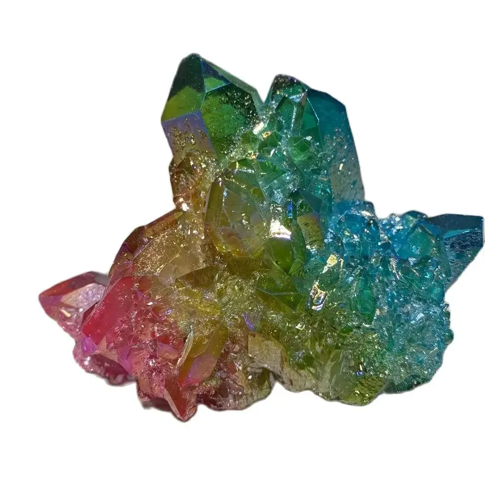 Natural Crystal Cluster Electroplate Rainbows Raw Crystals Quartz Crystal Point Home Decor Healing Gem Obelisk Gifts