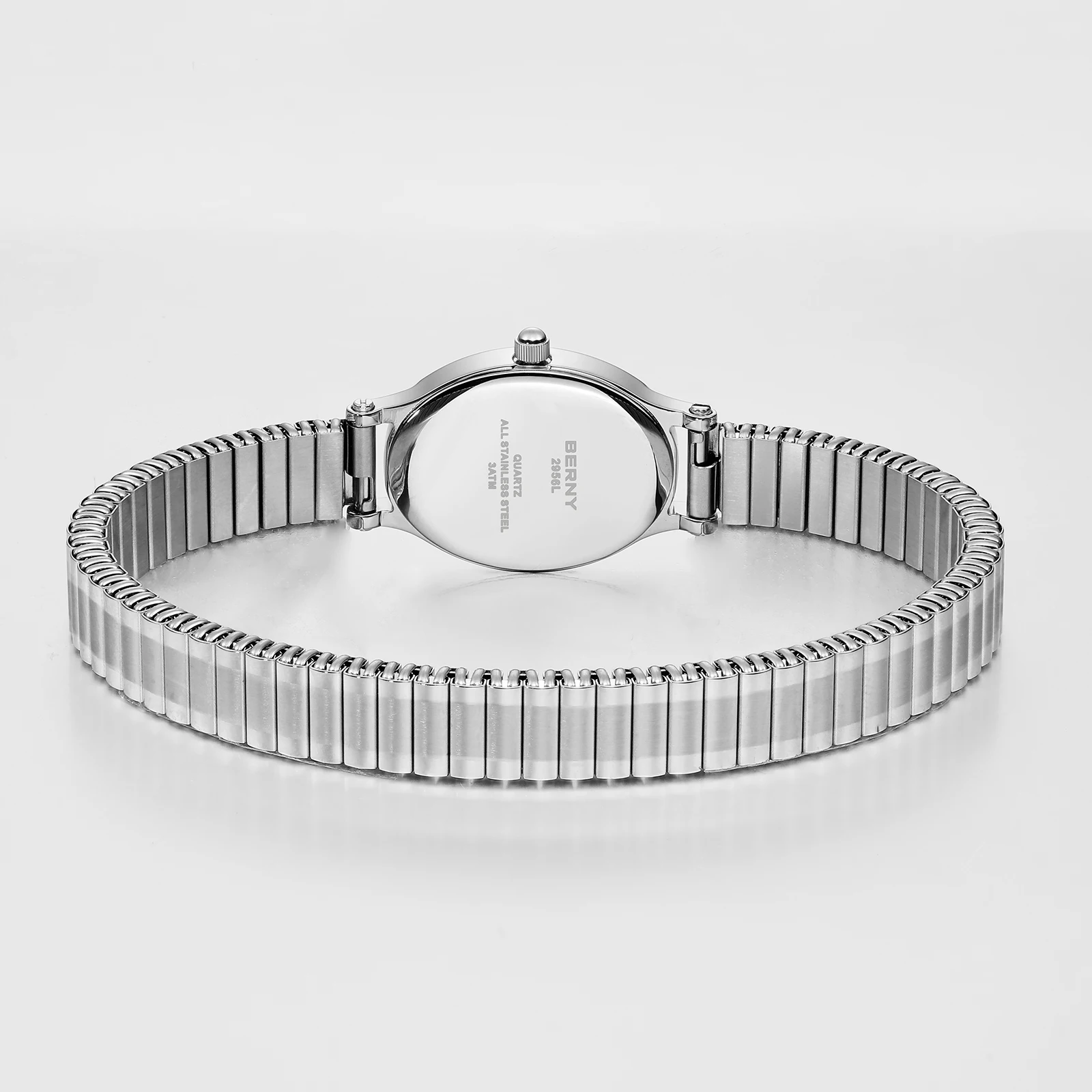 BERNY Watches for Women Luxury Casual Elastic Strap Dress Ladies Watch Stretch Bangle Stainless Steel Easy Read Wristwatch