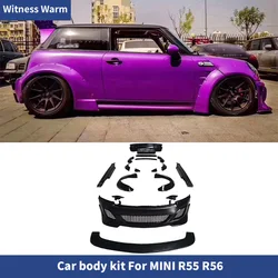 FRP Wide Body Kit For mini cooper R55 R56 Front Rear Bumper Lip Spoiler Diffuser Side Skirts Wheel Eyebrows Fender Flares 07-15