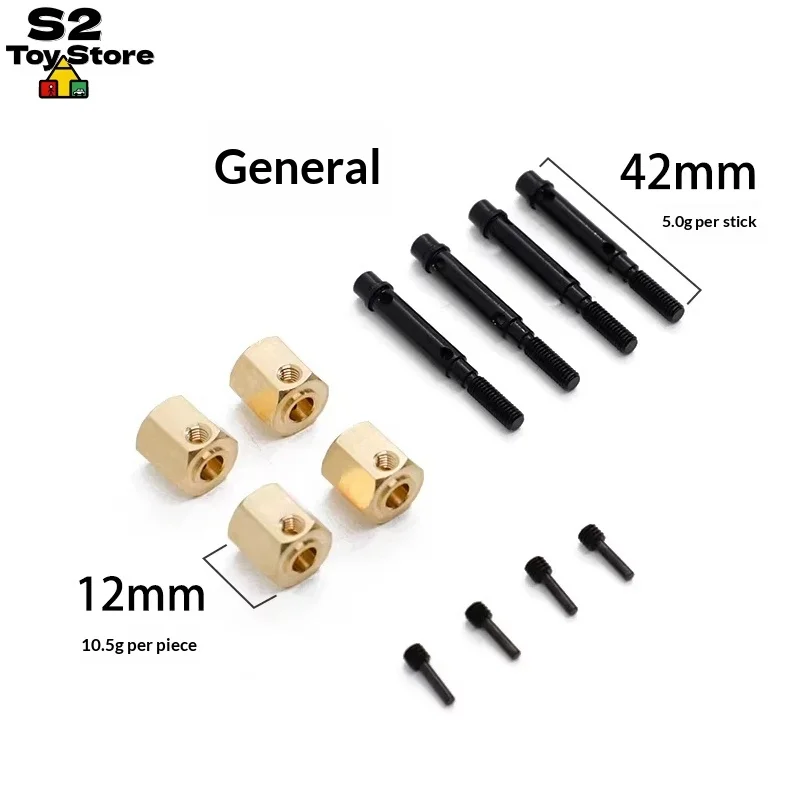 Hardened Steel Extended Output Shaft And 12mm Extended Brass Hex Adapter Set For YK 4083 4082 MJX H8H RC Crawler Upgrade Parts