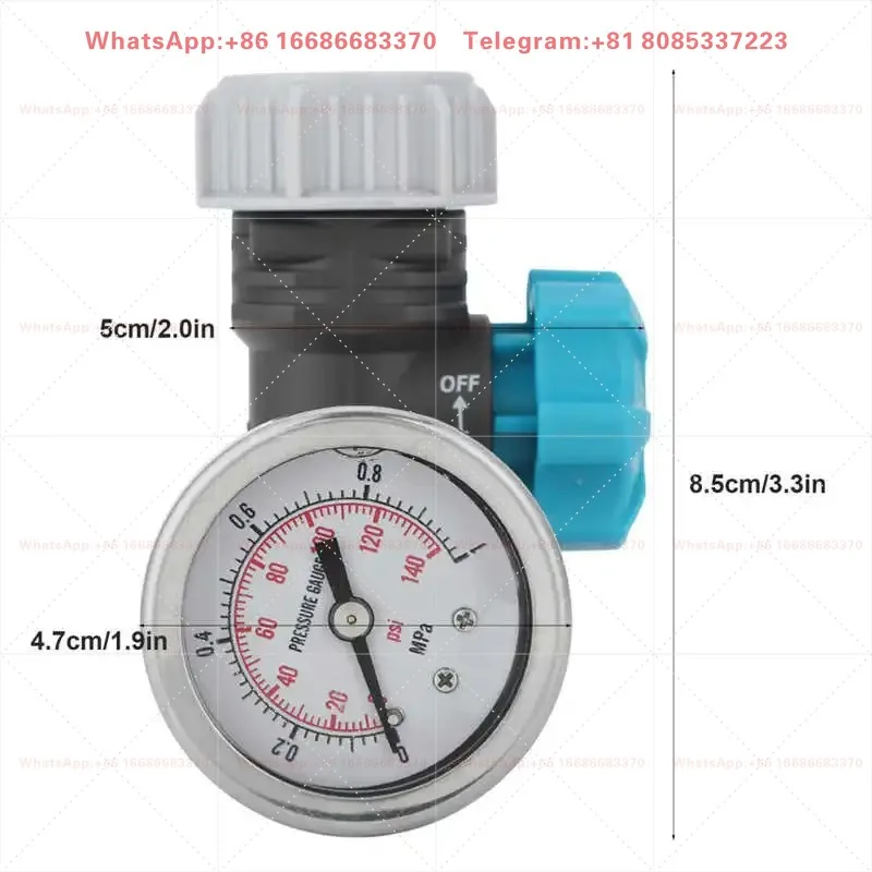 G3/4 Inch Adjustable Water Pressure Reducing Regulator Valve With Pressure Gauge For Greenhouse And Garden Water Pipeline