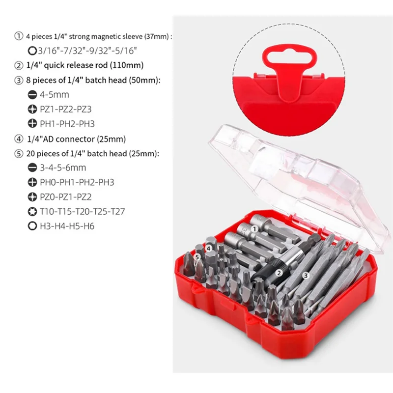 SYW-34Pcs Ratchet Screwdriver Batch Combination Plum Triangle Special-Shaped Screwdriver Home Set Box Easy Install
