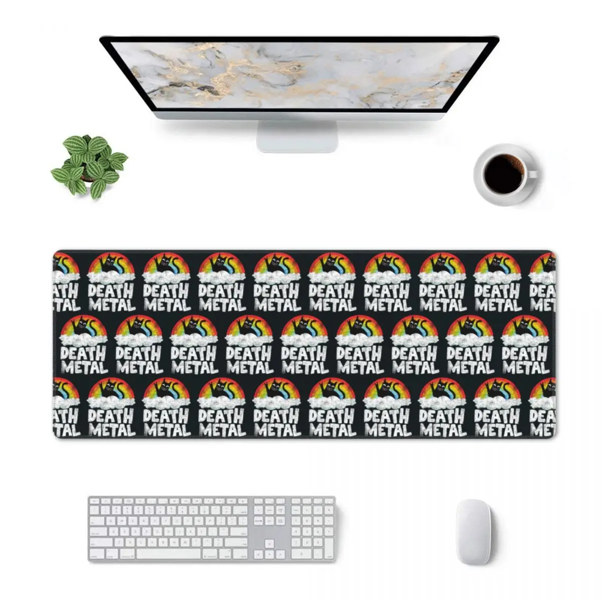 Large Mouse Pad Funny Death Metal Cat Gift Rainbow Heavy Metal Gamer PC Laptop Mats Keyboard Carpet Computer Gaming Desk Mat