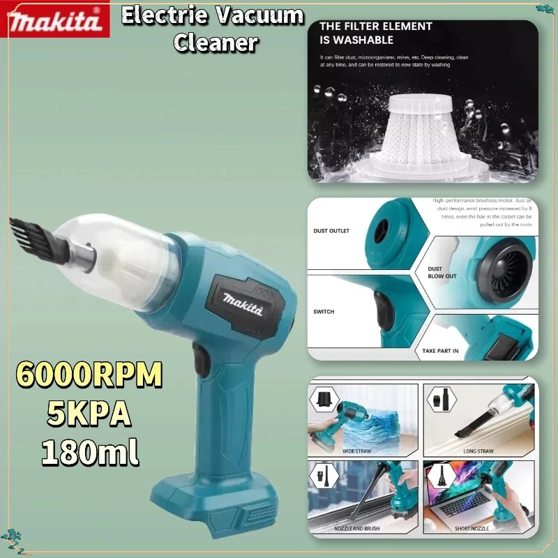 Мини-электрический пылесос Makita с сильным всасыванием, беспроводной ручной домашний очиститель, вентилятор для батареи Makita 20 В