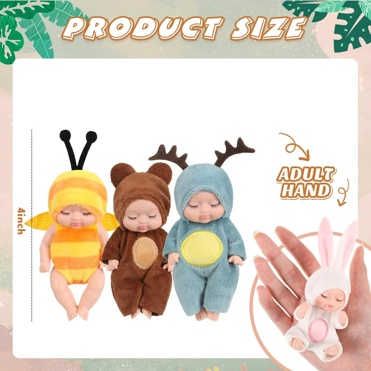 1/6 pçs 4 Polegada mini bonecas reborn conjunto de brinquedos boneca realista com roupas animais bonitos presentes para aniversário natal requintado