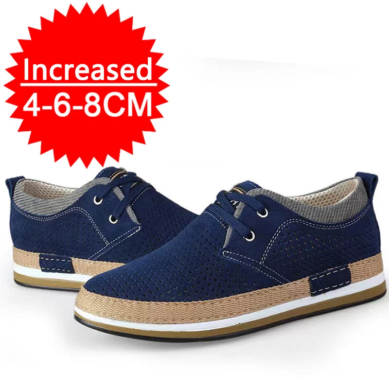 Zapatos con alzas de alta calidad para hombre, altura aumentada de 8cm, zapatos invisibles con aumento interior, zapatillas deportivas de cuero de ante para hombre