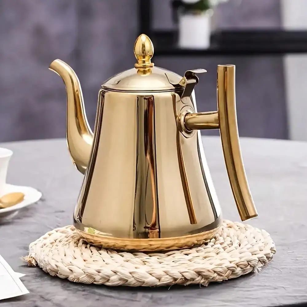 An Elegant Gold Stainless Steel Teapot And Coffee Maker Set With Removable Filter - 1L~1.5L Capacity, Heat-Resistant, Suitable For Home And Restaurant Use - A Complete Tea And Coffee Cooking Set, Teapot Kettle Set，sh25101653301903830
