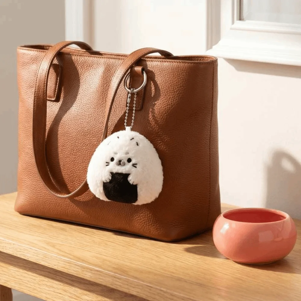 Rice and Vegetable Rice Ball Seal Plush Keychain Bag Charms Fluffy Soft Seal Doll Pendant Decoration Cute Seal Plush Key Ring