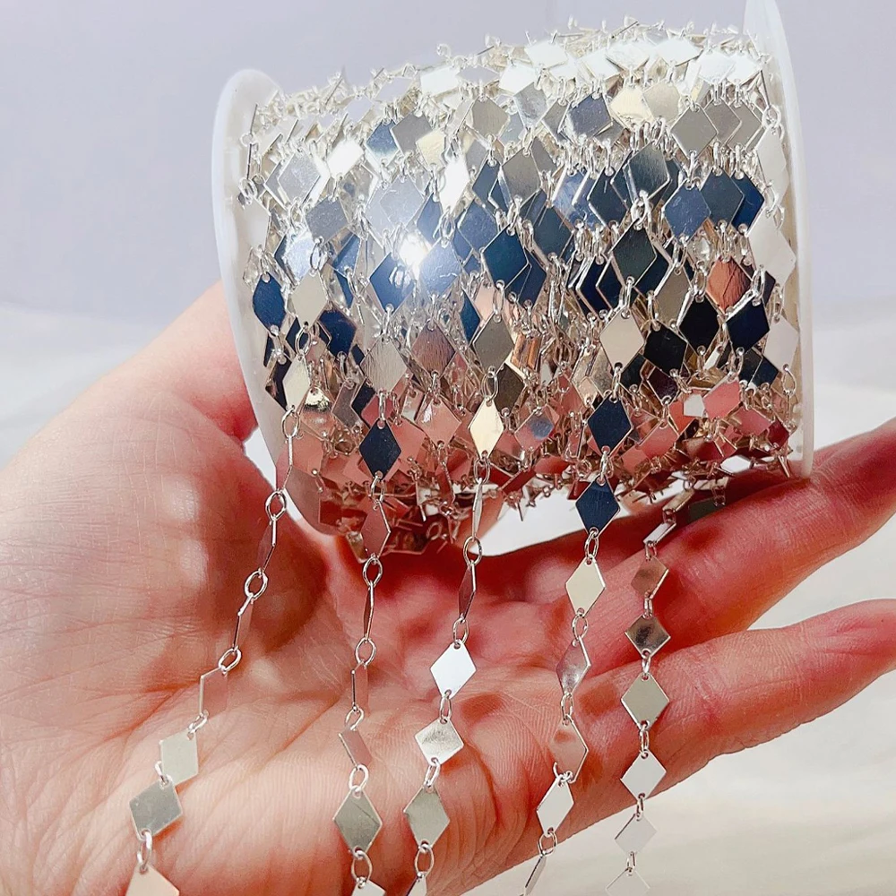 2メートル 4x9mm 金メッキ真鍮製ソリッド菱形ダイヤモンドリンクチェーン DIYヴィンテージブレスレットネックレスジュエリークラフト製作用