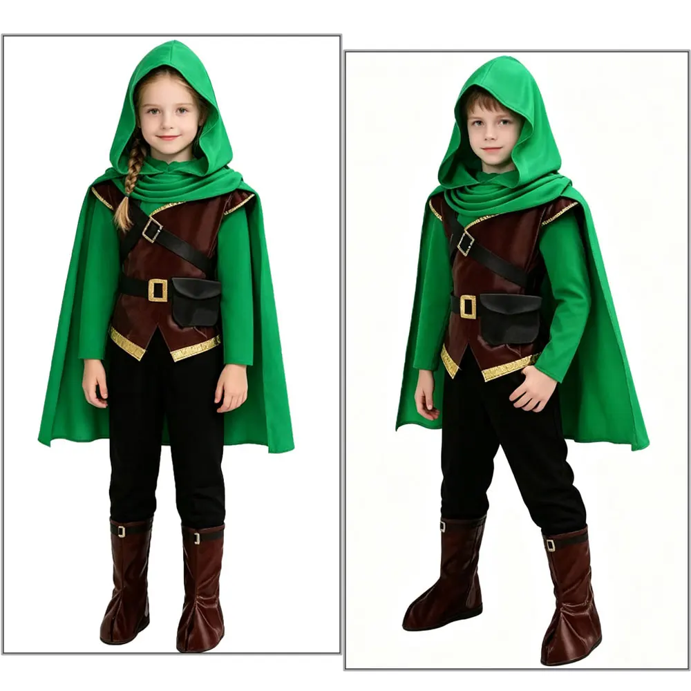 Disfraz de Carnaval para Niños, Disfraz de Robin Hood, Príncipe de los Ladrones, Disfraz de Arquero, Disfraz de Halloween, Disfraz de Fantasía, Disfraz para Niños