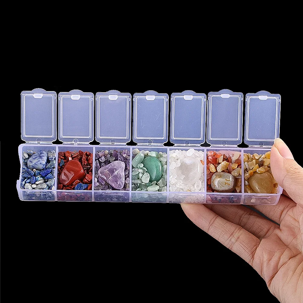 

A Box Of Seven Types Of Chakra Gravels Amethyst Lapis Aventurine Clear Quartz Crafts Decorate Meditation Healing Yoga