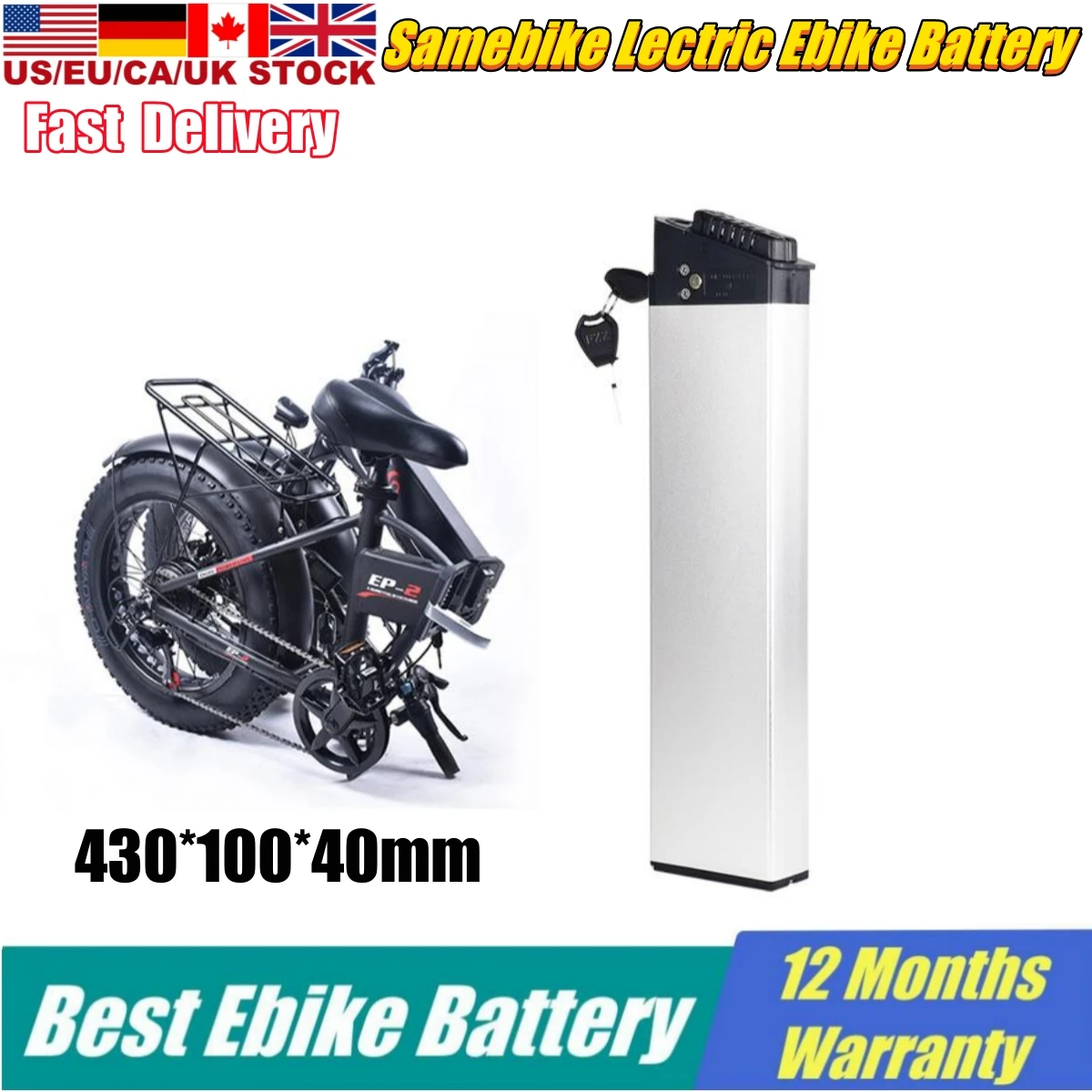 DCH-006 Li ion Ebike Battery For Folding ebike 750w 48v 10.4Ah 12.8Ah 14Ah Built-in Electric Bike Akku for 350w 500W 750W 1000w