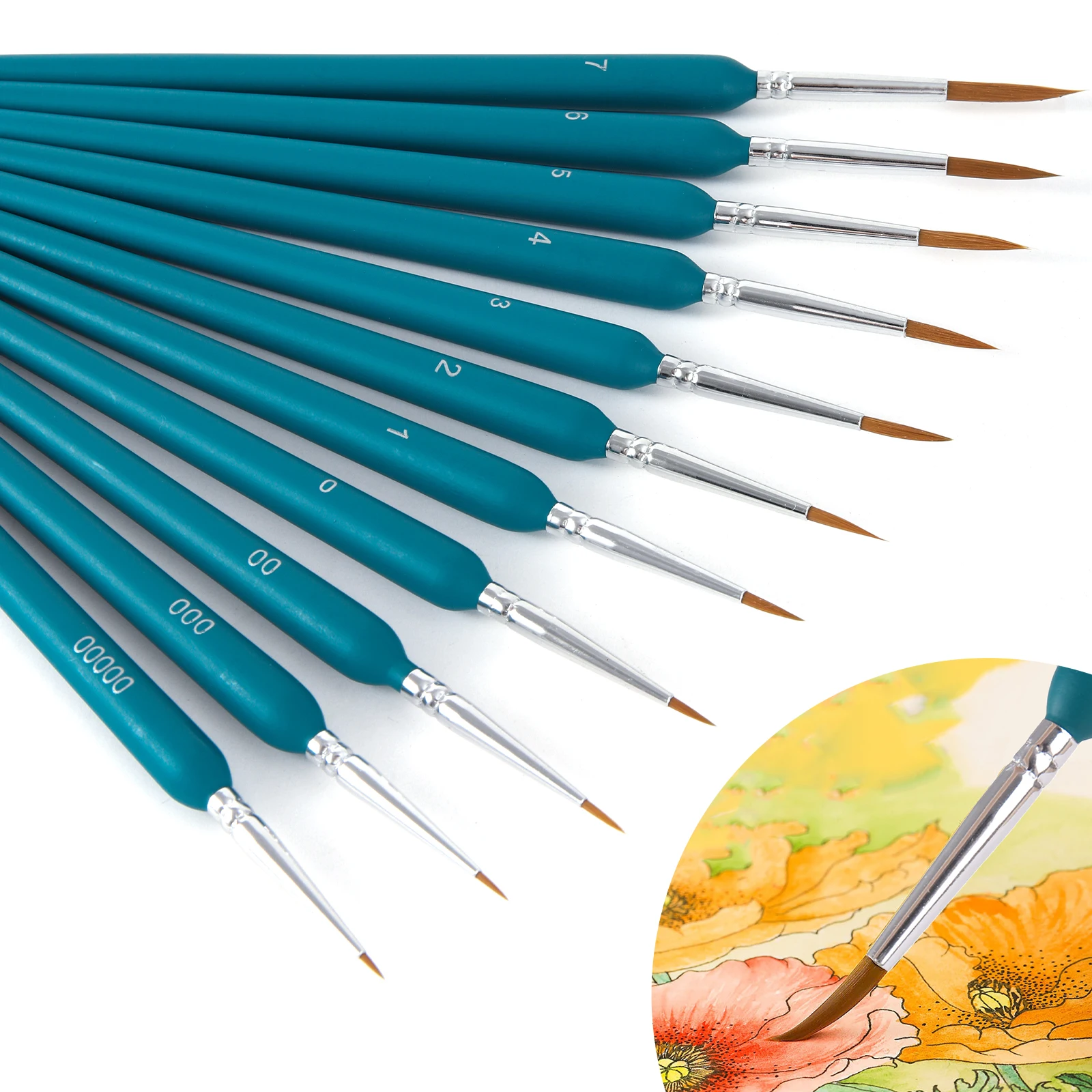 11Pcs/Set Hook Line Brush Soft Hair Painting Brushes Gouache Watercolor Oil Paints Artists Hand Painted Acrylic Nail Art Drawing