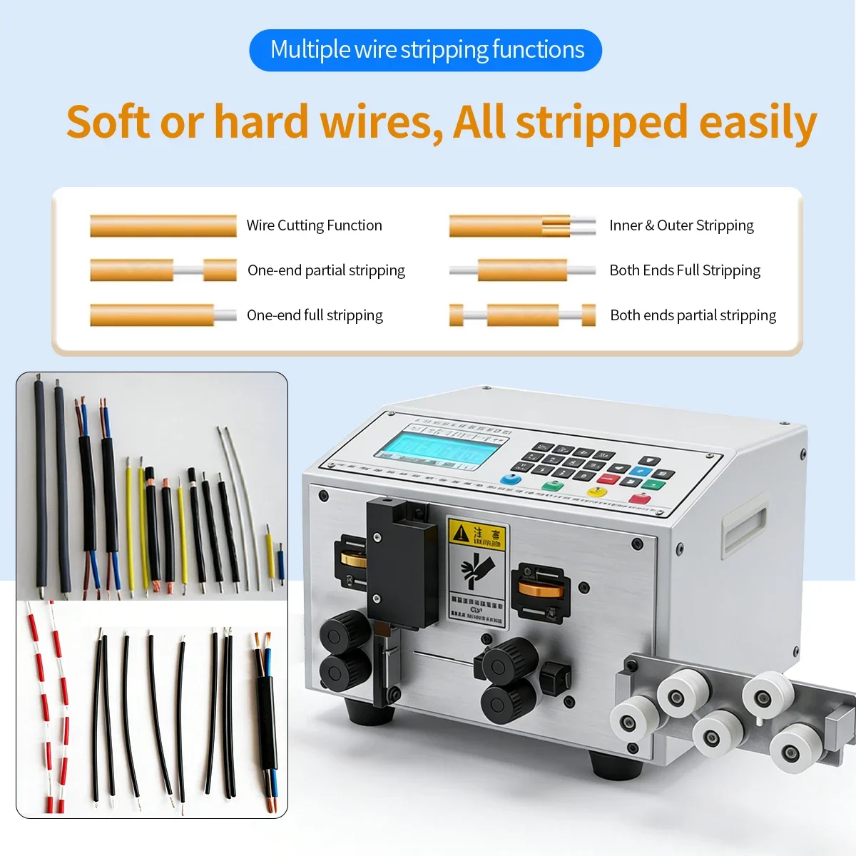 Automatic Wire Stripping Machine, Cable Stripping Peeling Cutting Machine For 0.1-4mm² Single Dual Copper Wire Stripper Cutter