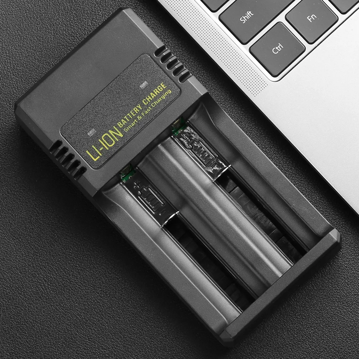 18650 Battery Charger 1/2 Slots Type-C Portable Battery Charger 4.2V Rechargeable Lithium  Charger Adapter For 18650 16340 14500