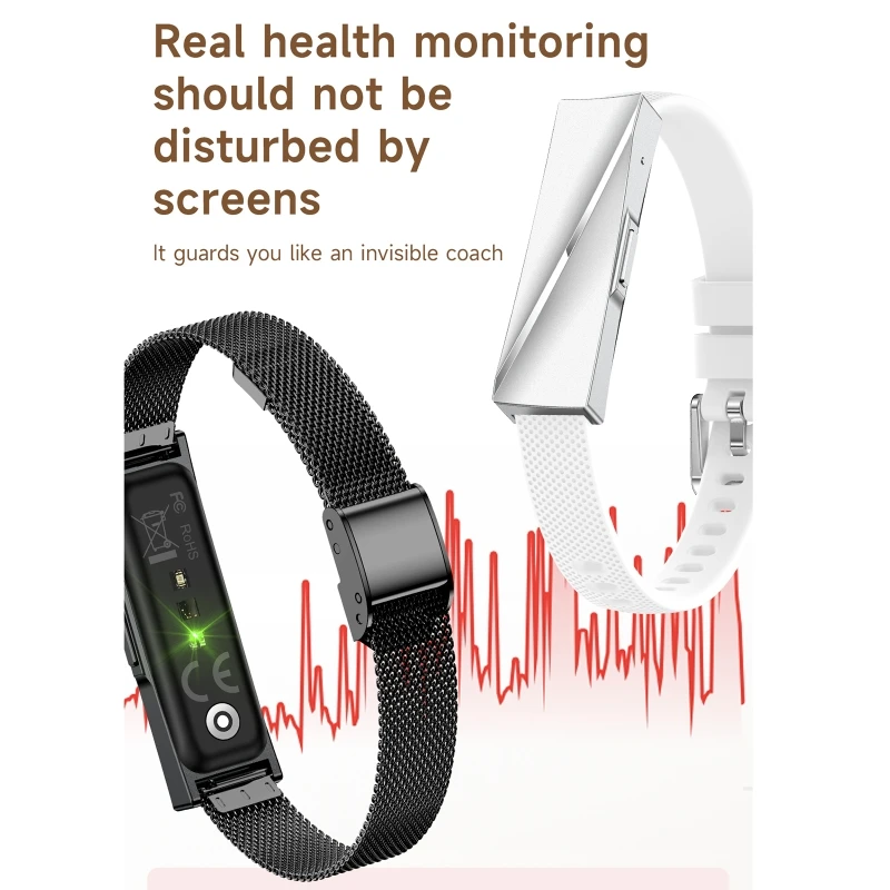 สายรัดข้อมือสมาร์ทกันน้ําฟิตเนส Heart Rate ความดันโลหิตเลือดออกซิเจน Monitor กีฬา Tracker สร้อยข้อมืออิเล็กทรอนิกส์ Smart Watch