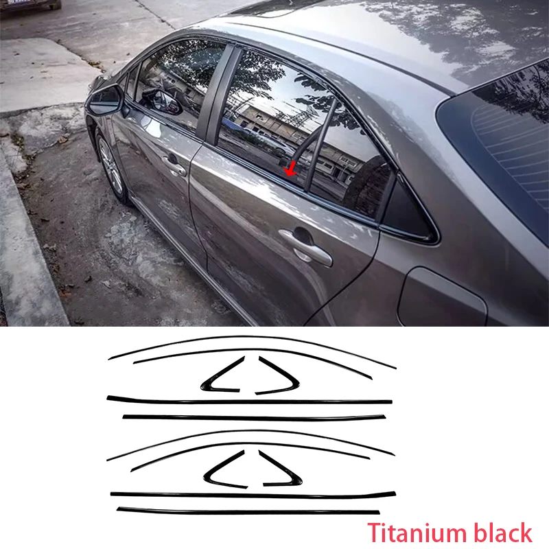 For Toyota Corolla Sedan 2020-2023 steel Chrome black Exterior Window Molding Strip Sill side Cover Trim Car Accessories