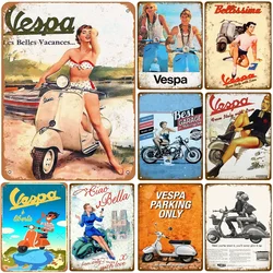 Plaque Metal Tin Signs Vespa Motorcycle Wall Decoration Vintage Art Posters Iron Painting for Man Cave Home Cafe Garden Club Bar