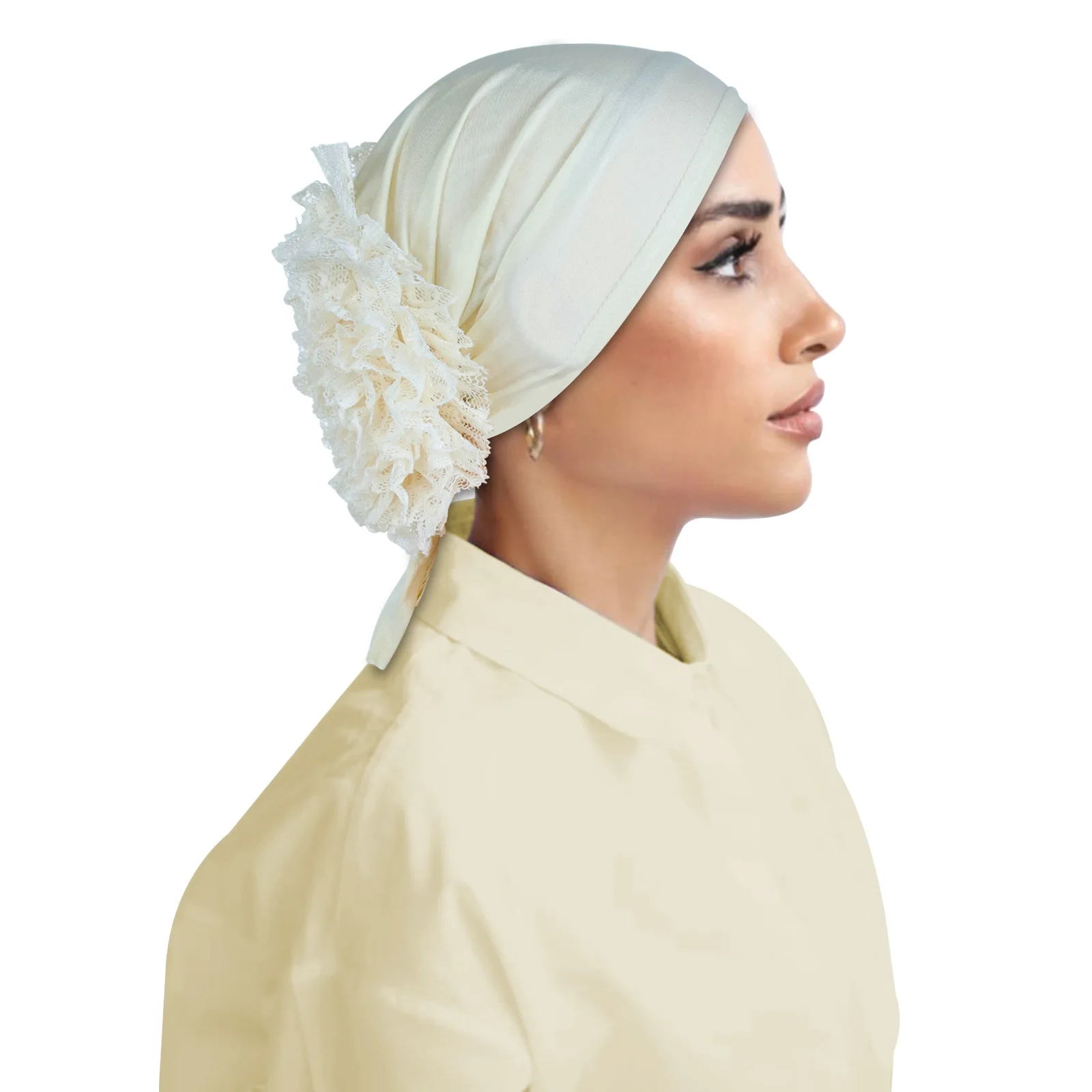 

2025 New Lace Flower Headscarf Head Wrap Hat Women Muslim Underscarf Inner Hijab Bonnet Beanies Hair Loss Bandage Turbante Mujer