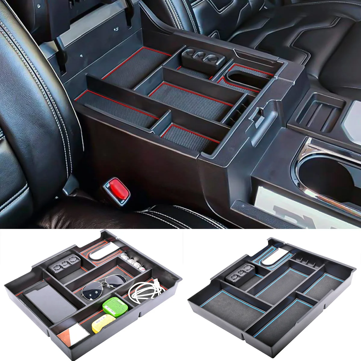 

For Toyota Tundra 2014 2015 2016 2017 2018 2019 2020 Car Center Console Cup Phone Card Holder Storage Box Organizer