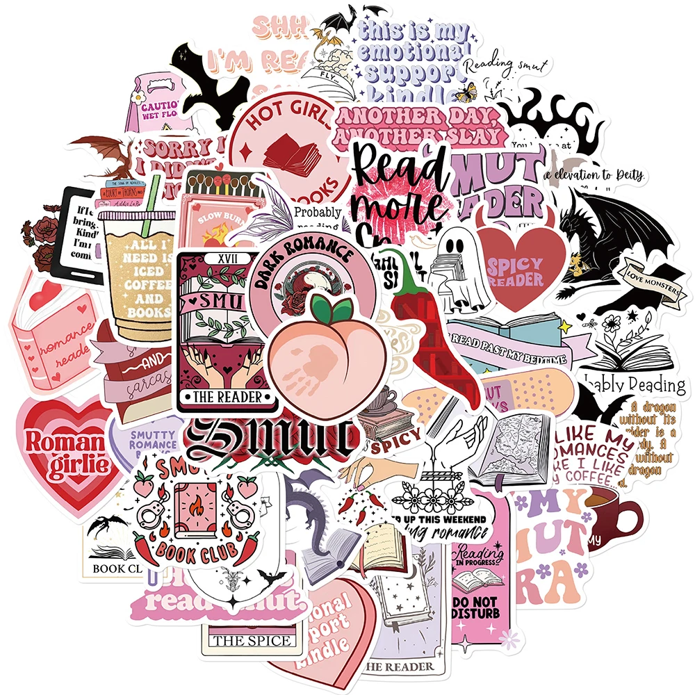 

10/30/52pcs Cute Cartoon Pink Smut Bookish Stickers Aesthetic Decals DIY Ipad Phone Laptop Diary Waterproof Sticker Kid Toy Gift