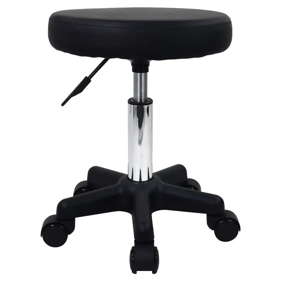 Tabouret Roulant Rond Réglable en Hauteur avec Roulettes pour Spa Salon Massage Noir