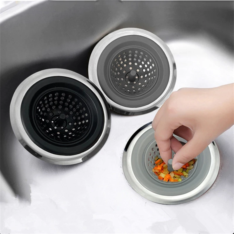 Kitchen Silicone Sink Strainer Drainer Anti Blocking Food Waste  Bathroom Floor Plug Sewer Hair Filter Catcher Stopper Tool