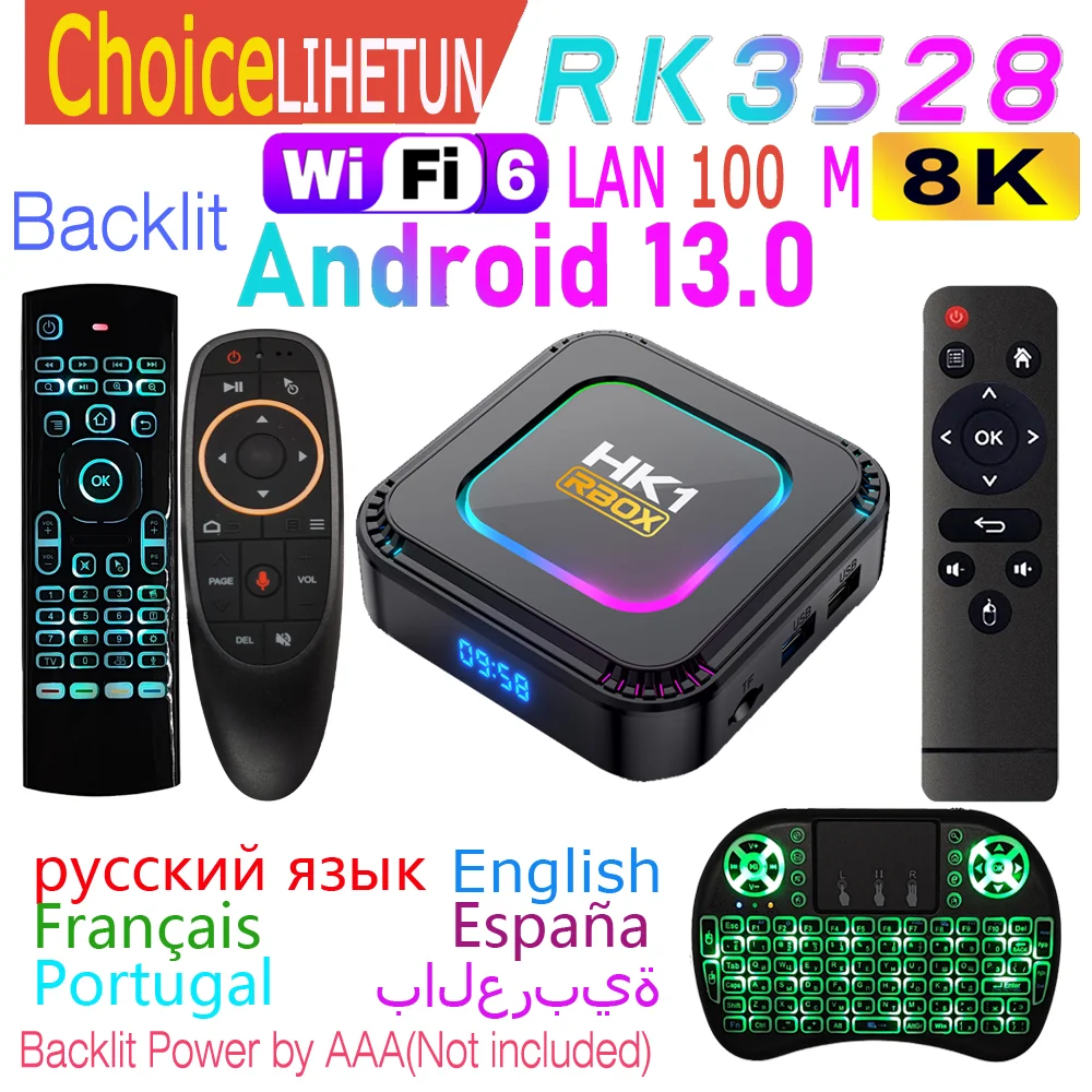 HK1 RBOX K8 RK3528 Android13.0 Rockchip 8K HDR Wifi6 Dual Wifi 2.4G 5G 100M LAN BT5.0 2GB 4GB 16GB 32GB 64GB Smart TV Box