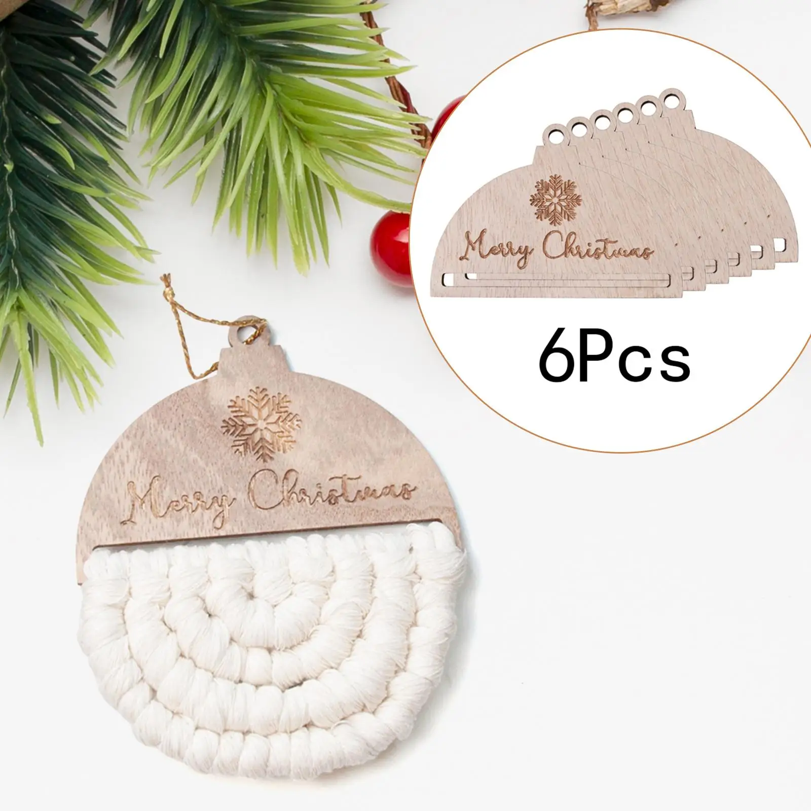 

6 Pieces Macrame Pieces DIY Hanging Pendants Wood Pieces Hanging Decorations