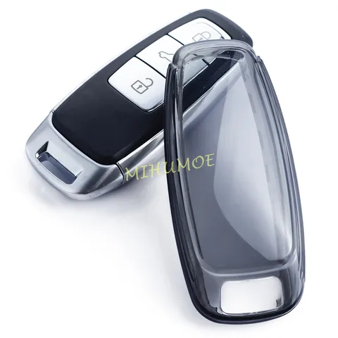 Для Audi A3 A6 A7 A8 Q7 Q8 e-tron S3 S6 S7 S8 2019-2026: Черный прозрачный чехол-брелок для автомобильного ключа, аксессуары 2024 2023