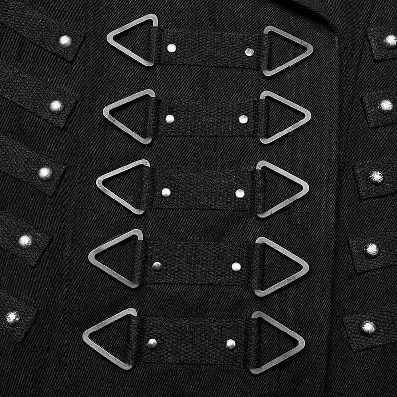 PUNK RAVE Men\'s Punk Heavy Industry Visual Long Coat Flip Collar Design Shoulder Spikes Casual Mens Jacket Autumn