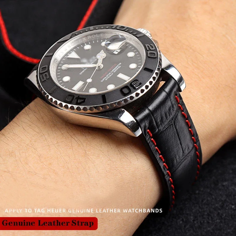 19mm 20mm 22mm Genuine Leather Strap for Tag Heuer Watch Carrera Monaco Watch Belt Black Brown Bracelet Wristwatch Watchbands
