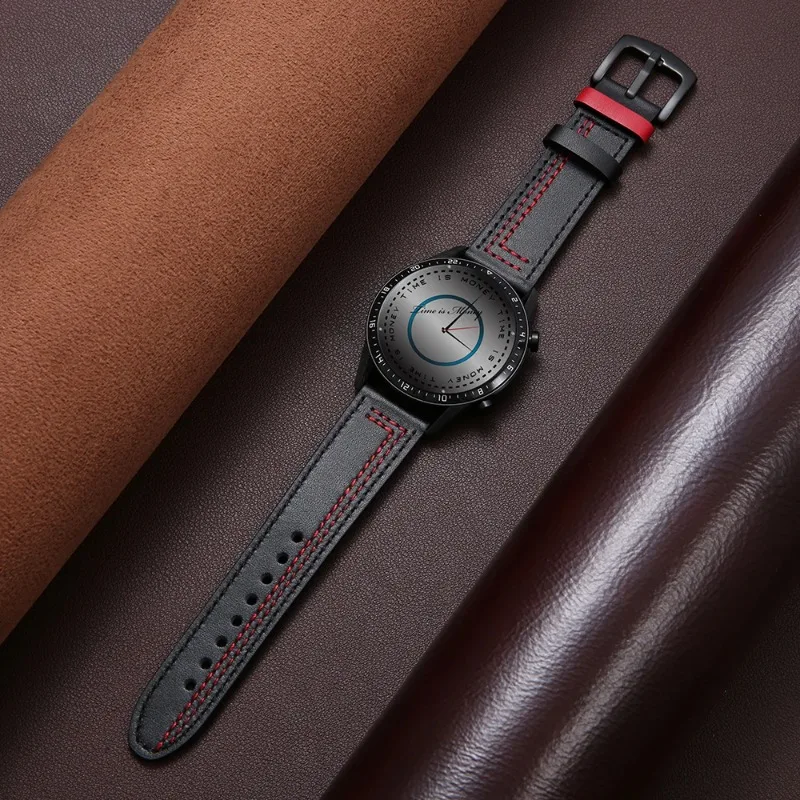 20mm 22mm Leather Watch Band for Samsung Galaxy Watch 7/6/5/4 40 44mm Quick Release Wrist Strap for Huawei Watch GT4/2/3/pro