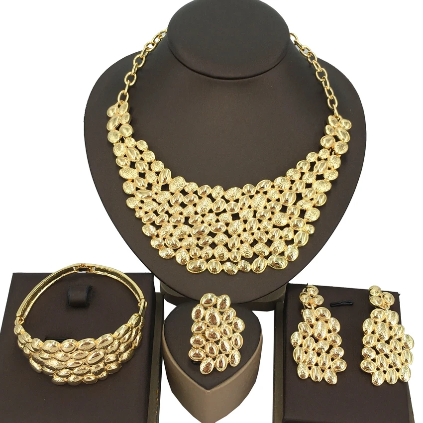 

Yuminglai Dubai Jewelry Set Italian 18k Gold Plating Big Jewelry Set FHK14854