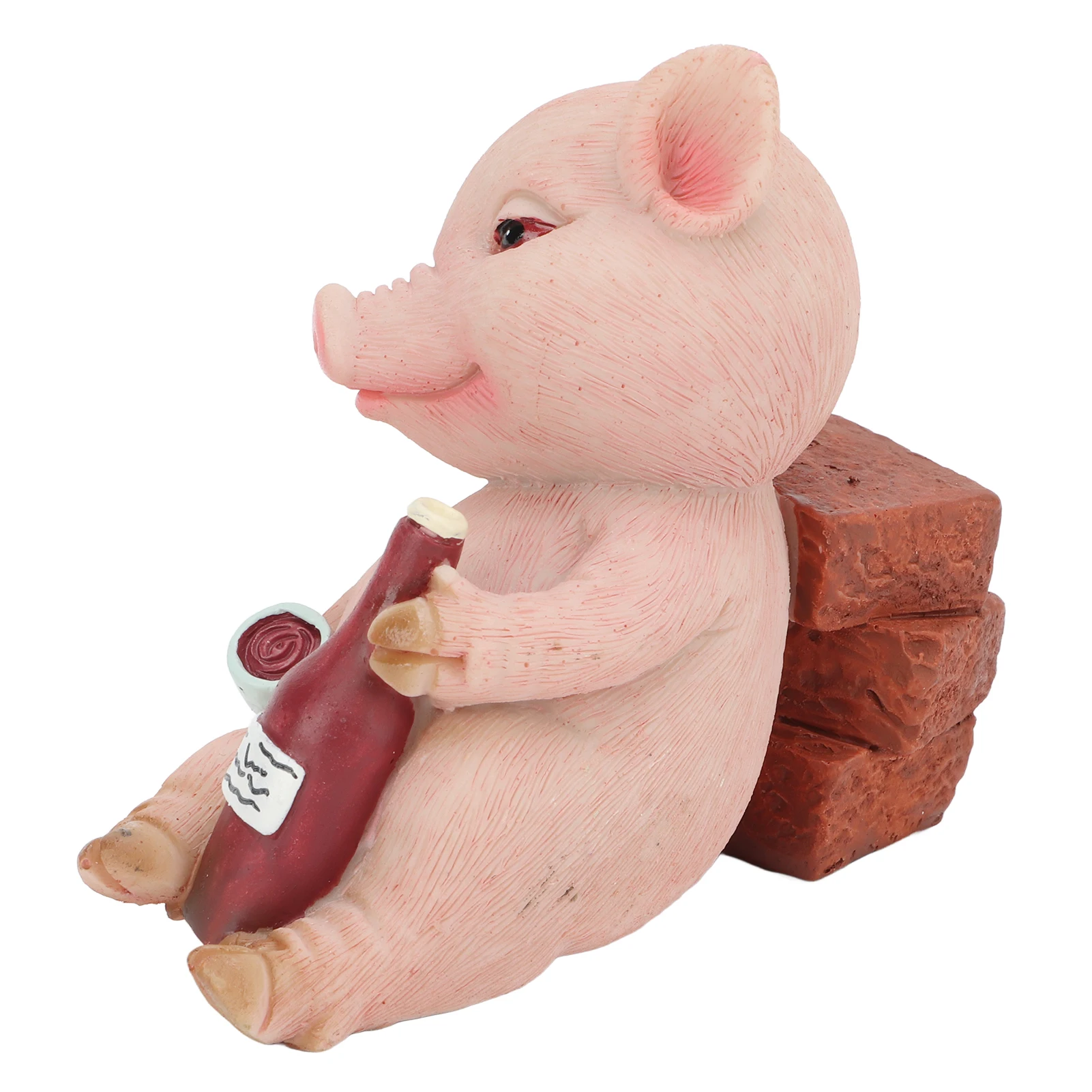 Pig Statue Resin Material Retro Style Hand Painted Vivid Cute Decorative Animal Figurine for Desktop Bookshelves Decoration