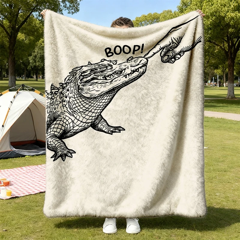 Boop Alligator Flannel Blanket, Unisex Flannel Throw, Funny Meme, Animal Lover Humor Gift Cozy Blanket Warm Blanket
