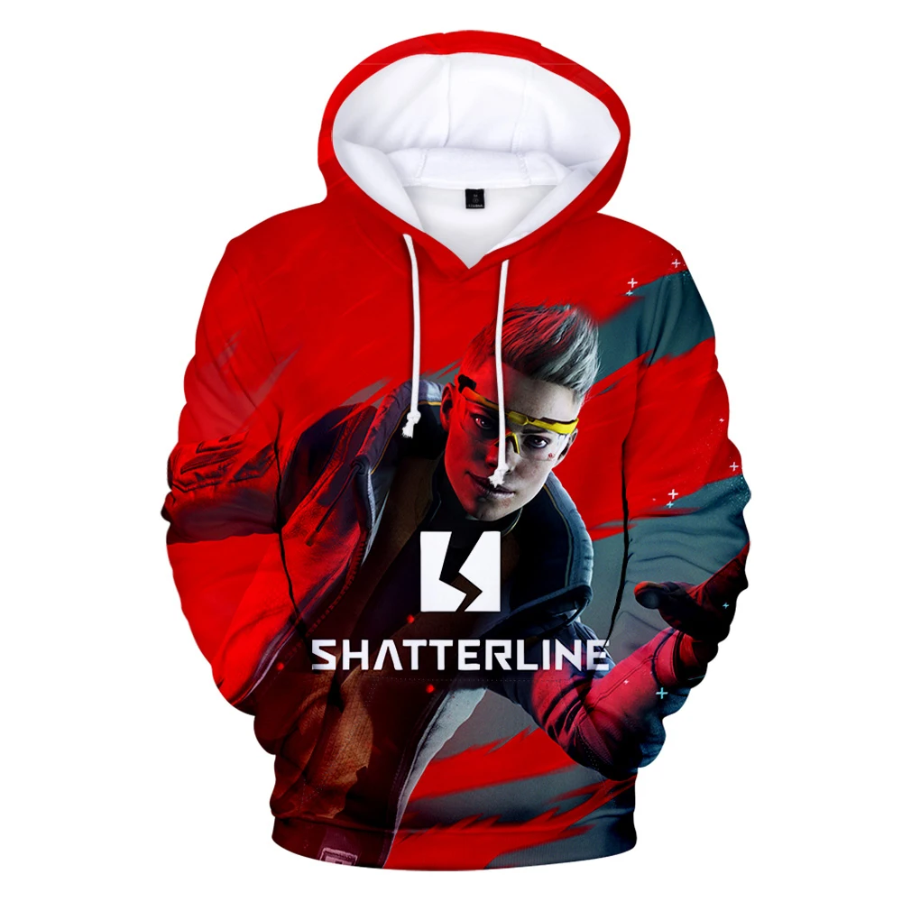 Shatterline เสื้อมีฮู้ดแขนยาวสำหรับผู้หญิงผู้ชายเสื้อสเวตเชิ้ตมีฮู้ดเกมแนวสตรีทเสื้อผ้า3D แนวสตรีทฮาราจูกุ