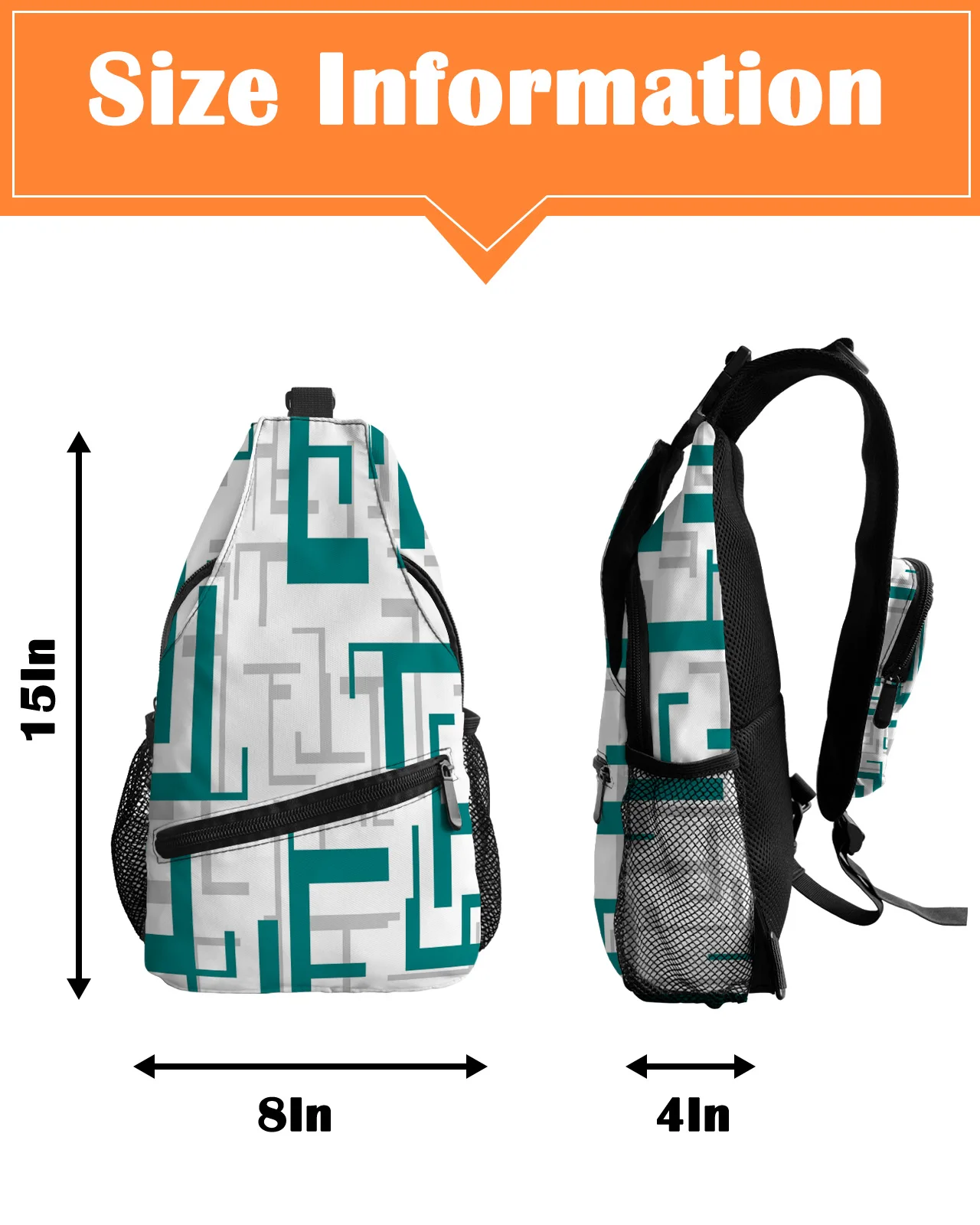 Bolsos de pecho geométricos de arte moderno para hombres y mujeres, bolsos de mensajero impermeables, bolso cruzado de un hombro, azul-verde, gris, deportes de viaje